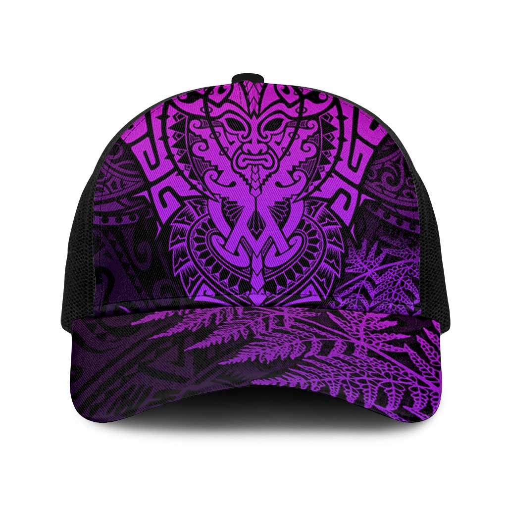 New Zealand Rugby All Purple Mesh Trucker Cap Silver Fern All Black Mix Ta Moko - Polynesian Pride