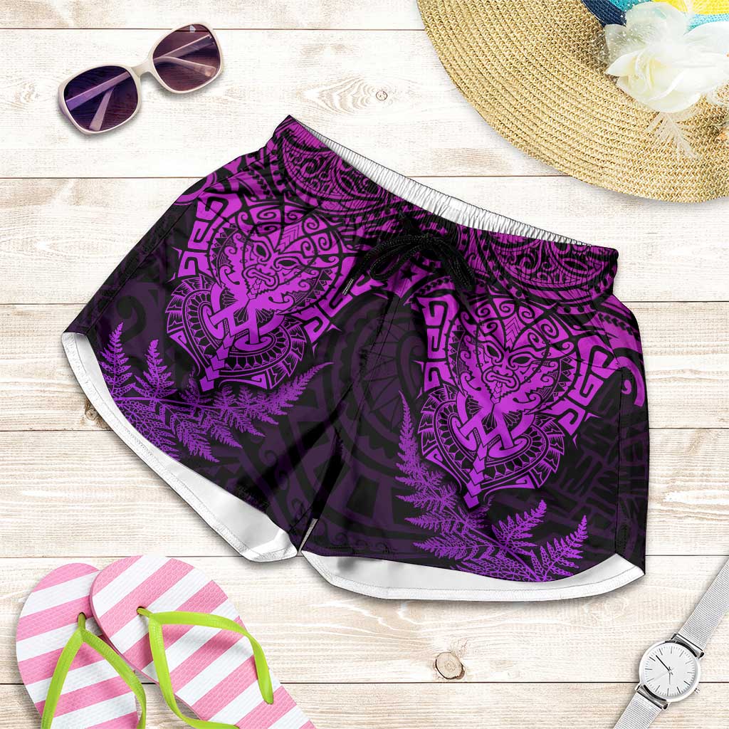 New Zealand Rugby All Purple Shorts for Women Silver Fern All Black Mix Ta Moko