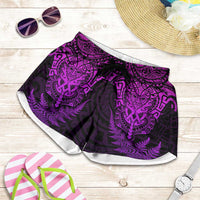 New Zealand Rugby All Purple Shorts for Women Silver Fern All Black Mix Ta Moko