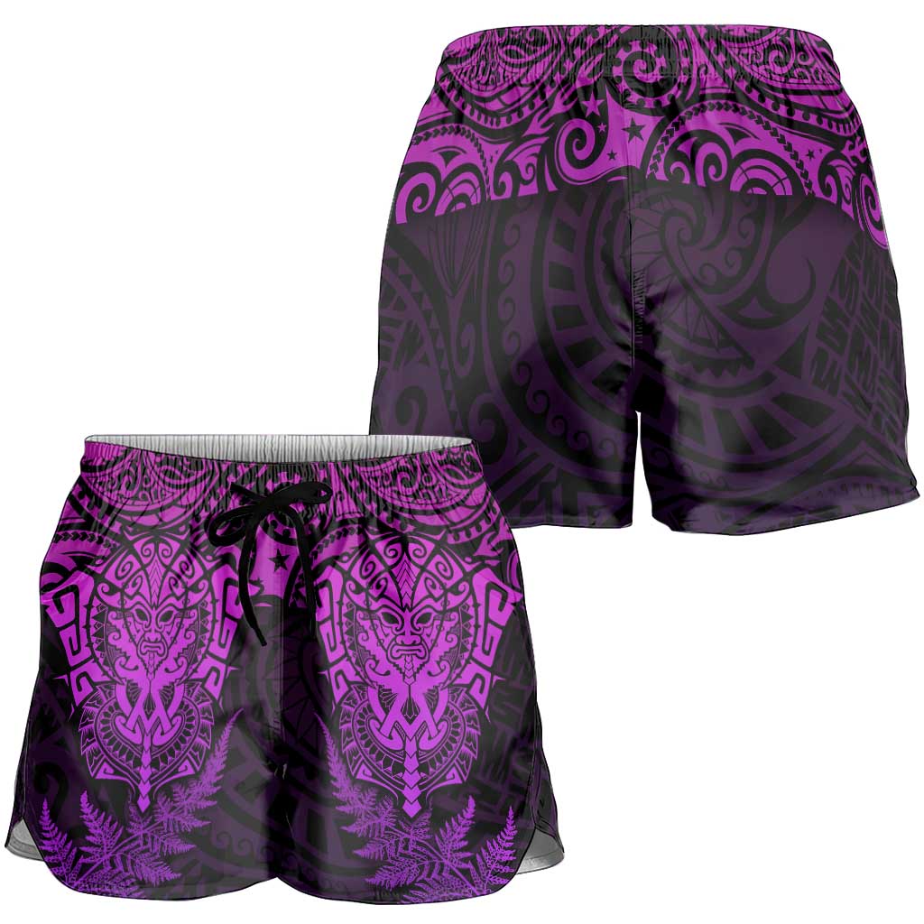 New Zealand Rugby All Purple Shorts for Women Silver Fern All Black Mix Ta Moko