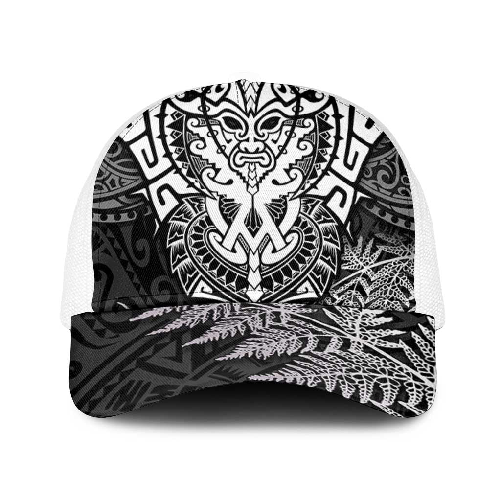 New Zealand Rugby All White Baseball Net Cap Silver Fern All Black Mix Ta Moko - Polynesian Pride
