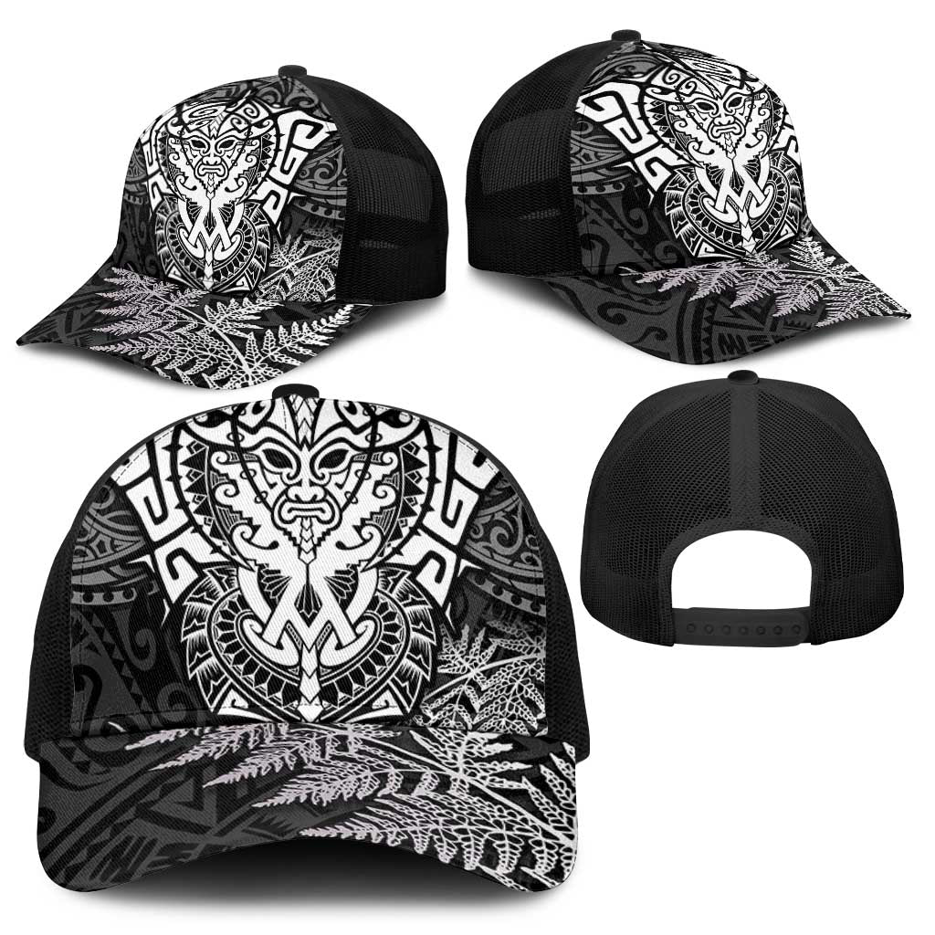 New Zealand Rugby All White Baseball Net Cap Silver Fern All Black Mix Ta Moko - Polynesian Pride
