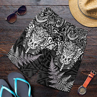 New Zealand Rugby All White Shorts for Men Silver Fern All Black Mix Ta Moko LT09