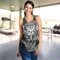 New Zealand Rugby All White Women Racerback Tank Silver Fern All Black Mix Ta Moko LT09