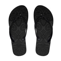 New Zealand Rugby Flip Flops All Black Fern Maori Tribal Pattern - Polynesian Pride