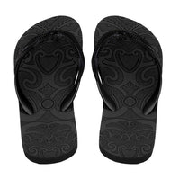New Zealand Rugby Flip Flops All Black Fern Maori Tribal Pattern - Polynesian Pride