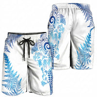 New Zealand Sea Animals Shorts for Men with Maori Koru Tribal Tattoo and Silver Ferns Galaxy Style LT03 - Polynesian Pride