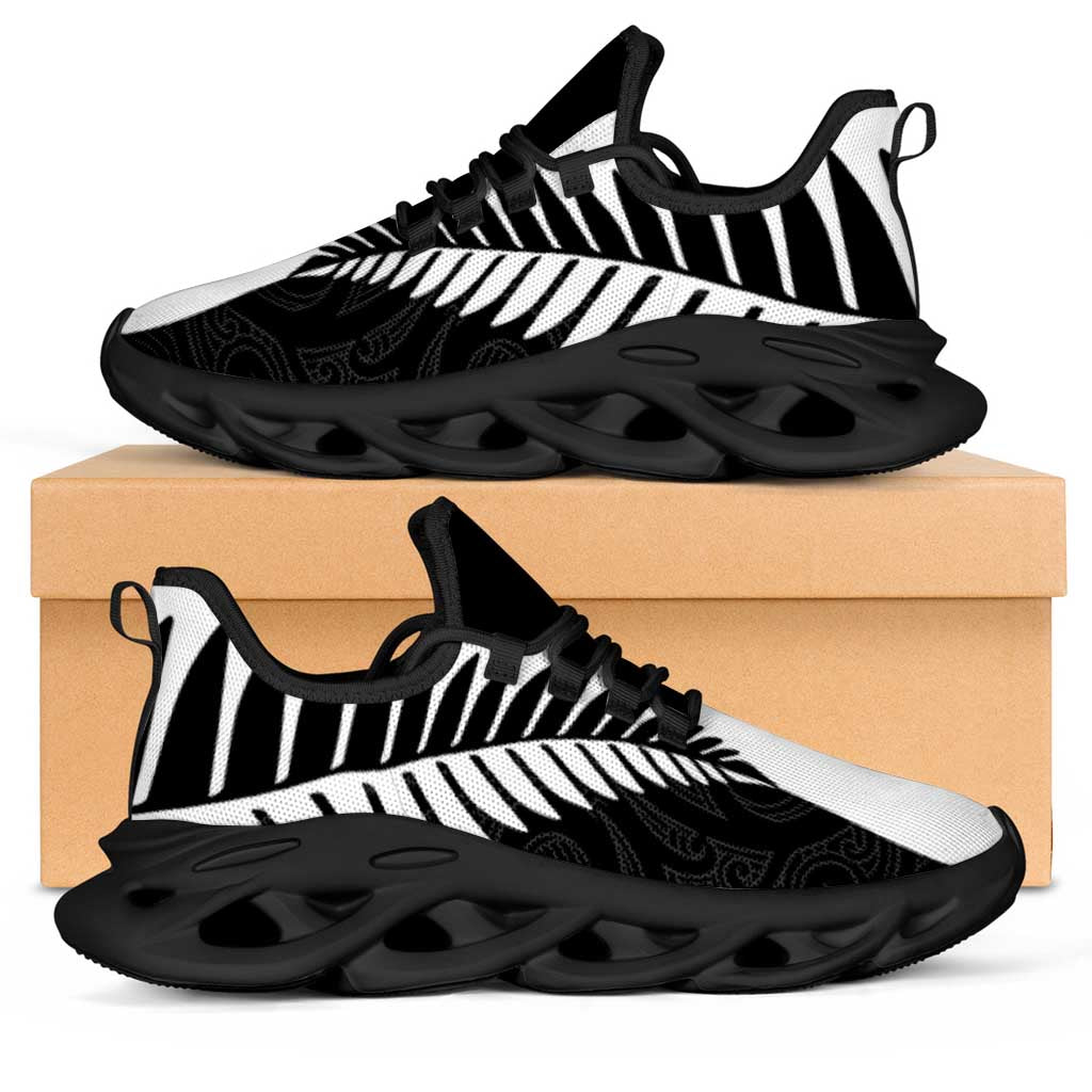 New Zealand Silver Fern Rugby Clunky Sneakers All Black Go Champions Maori Pattern - Polynesian Pride