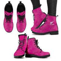 New Zealand Silver Fern Rugby Leather Boots Go Aotearoa World Cup Pink Version - Polynesian Pride