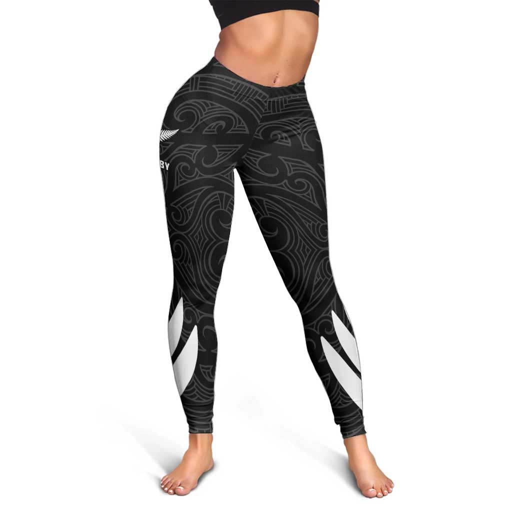 New Zealand Silver Fern Rugby Leggings All Black Go Champions Maori Pattern - Polynesian Pride