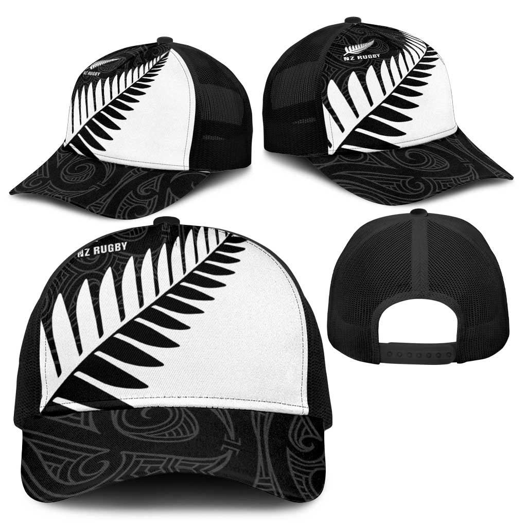 New Zealand Silver Fern Rugby Mesh Trucker Cap All Black Go Champions Maori Pattern - Polynesian Pride