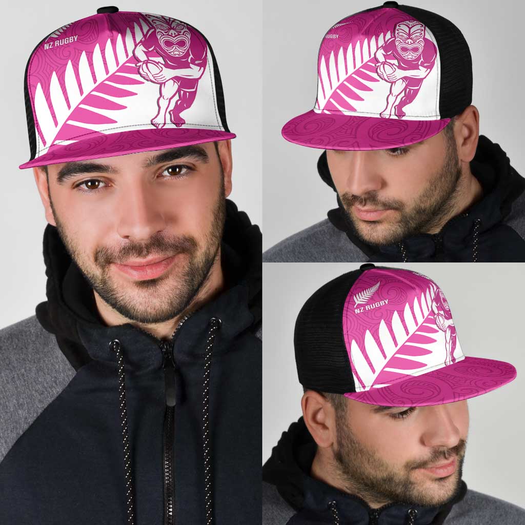 New Zealand Silver Fern Rugby Mesh Trucker Cap Go All Black Maori Pink Version - Polynesian Pride