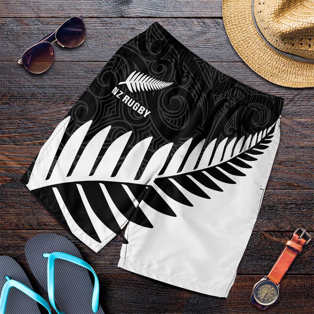 New Zealand Silver Fern Rugby Shorts for Men All Black Go Champions Maori Pattern - Polynesian Pride
