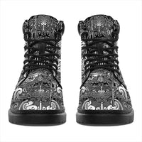 New Zealand Taiaha Maori All Season Boots Kiwikiwi Minimalist Silver Fern Tukutuku Motif