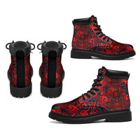 New Zealand Taiaha Maori All Season Boots Whero Minimalist Silver Fern Tukutuku Motif