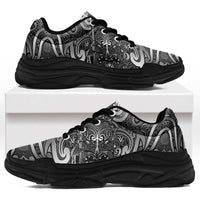 New Zealand Taiaha Maori Chunky Sneakers Kiwikiwi Minimalist Silver Fern Tukutuku Motif