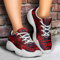 New Zealand Taiaha Maori Chunky Sneakers Whero Minimalist Silver Fern Tukutuku Motif