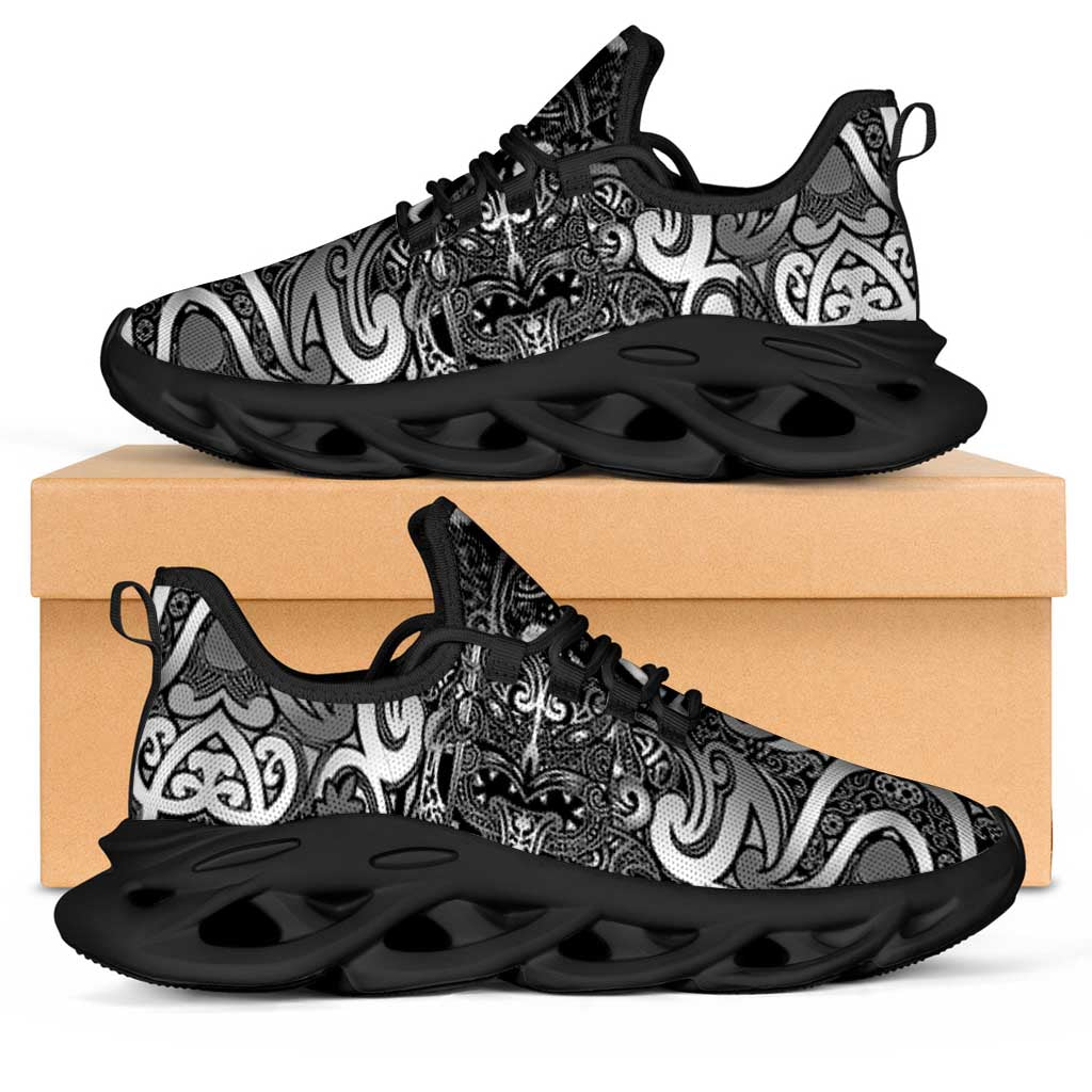 New Zealand Taiaha Maori Clunky Sneakers Kiwikiwi Minimalist Silver Fern Tukutuku Motif