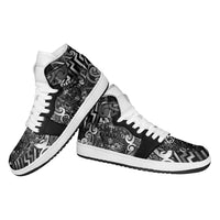 New Zealand Taiaha Maori High Sneakers AJ1 Kiwikiwi Minimalist Silver Fern Tukutuku Motif