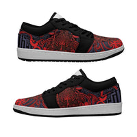 New Zealand Taiaha Maori Low Sneakers Whero Minimalist Silver Fern Tukutuku Motif