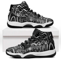 New Zealand Taiaha Maori Sneakers J11 Kiwikiwi Minimalist Silver Fern Tukutuku Motif