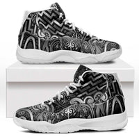 New Zealand Taiaha Maori Sneakers J11 Kiwikiwi Minimalist Silver Fern Tukutuku Motif