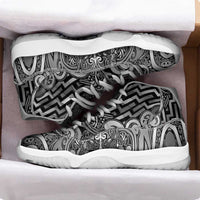 New Zealand Taiaha Maori Sneakers J11 Kiwikiwi Minimalist Silver Fern Tukutuku Motif