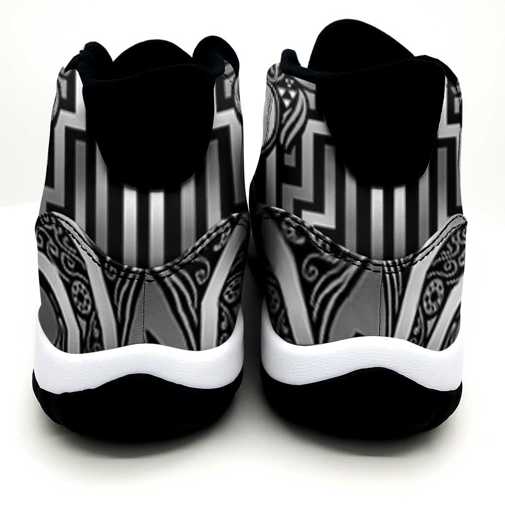 New Zealand Taiaha Maori Sneakers J11 Kiwikiwi Minimalist Silver Fern Tukutuku Motif