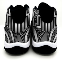 New Zealand Taiaha Maori Sneakers J11 Kiwikiwi Minimalist Silver Fern Tukutuku Motif