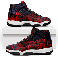 New Zealand Taiaha Maori Sneakers J11 Whero Minimalist Silver Fern Tukutuku Motif