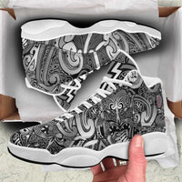 New Zealand Taiaha Maori Sneakers J13 Kiwikiwi Minimalist Silver Fern Tukutuku Motif