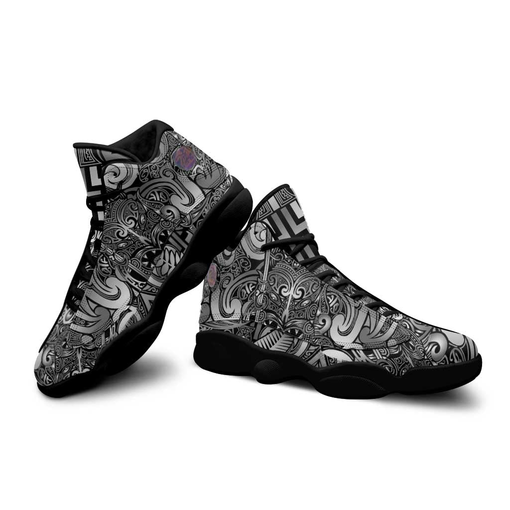 New Zealand Taiaha Maori Sneakers J13 Kiwikiwi Minimalist Silver Fern Tukutuku Motif