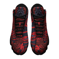 New Zealand Taiaha Maori Sneakers J13 Whero Minimalist Silver Fern Tukutuku Motif