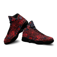 New Zealand Taiaha Maori Sneakers J13 Whero Minimalist Silver Fern Tukutuku Motif