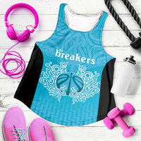 New Zealand Women Racerback Tank Fire Basketball Maori Tribal Sky Blue - Polynesian Pride