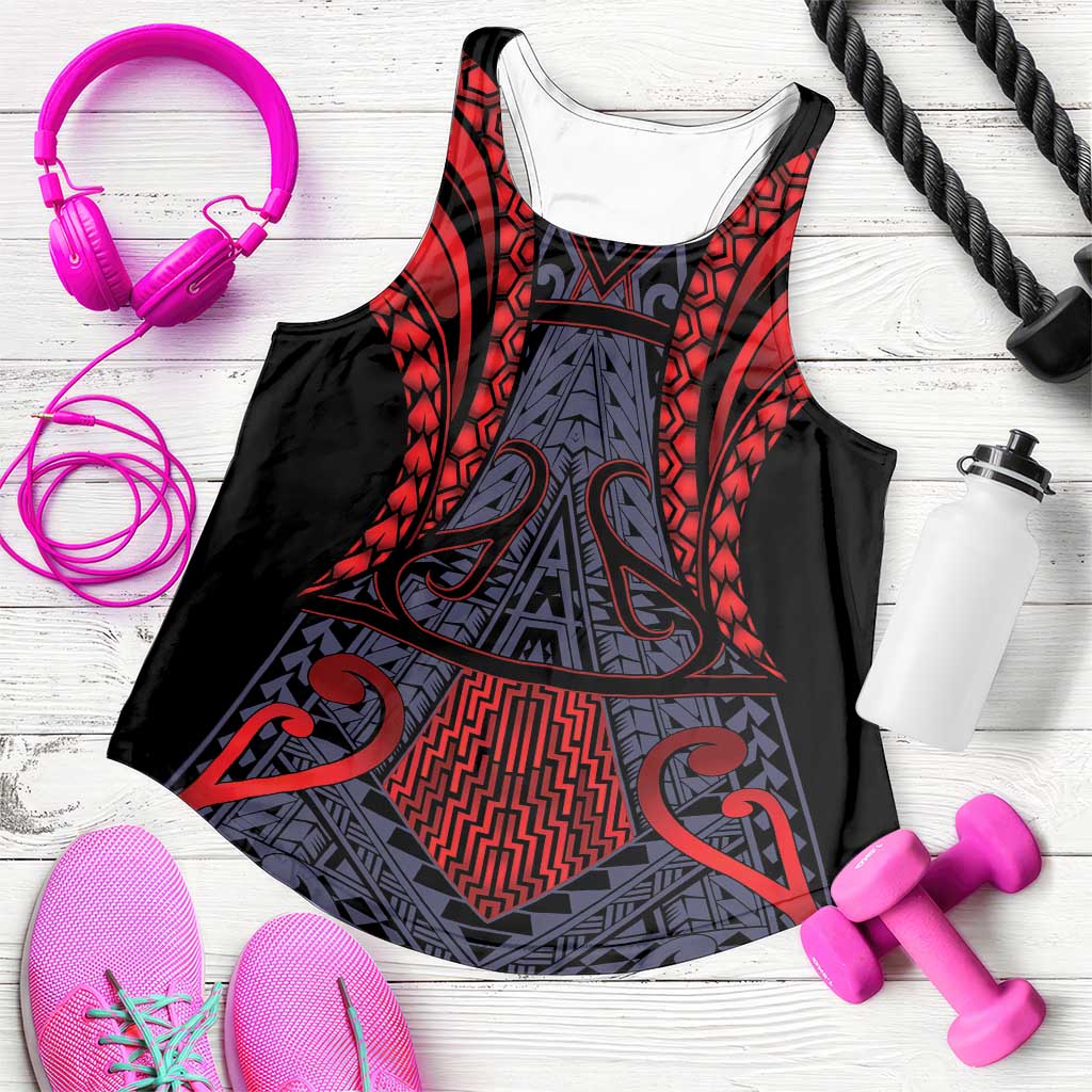 New Zealand Women Racerback Tank Maori Kiwiana Pattern Tukutuku Motif