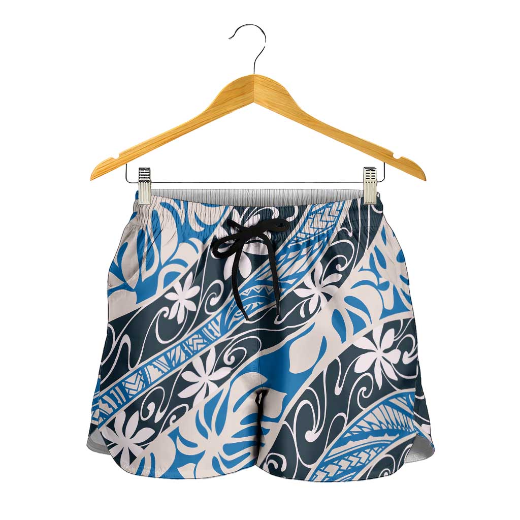 Ninamu Tahiti Tiare Monstera Shorts for Women Polynesian Pattern Curve Style - Polynesian Pride