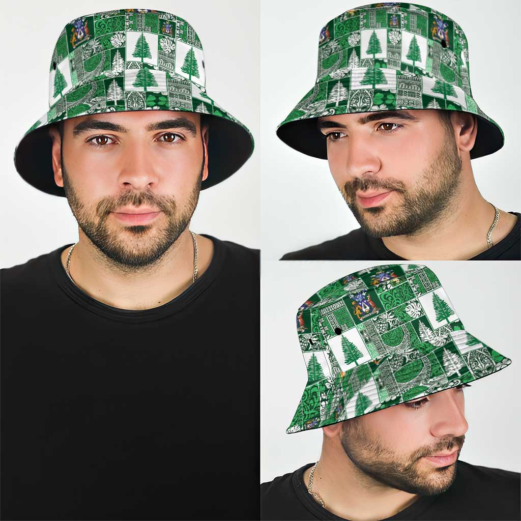Norfolk Island Meri Krismas Bucket Hat Pacific Patchwork Xmas Vibes - Polynesian Pride