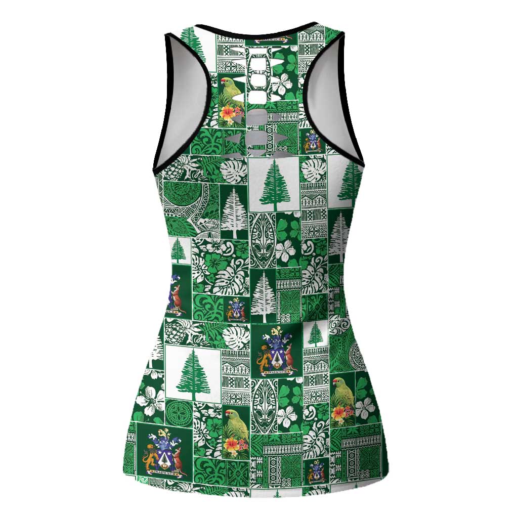 Norfolk Island Meri Krismas Hollow Tank Top Pacific Patchwork Xmas Vibes - Polynesian Pride