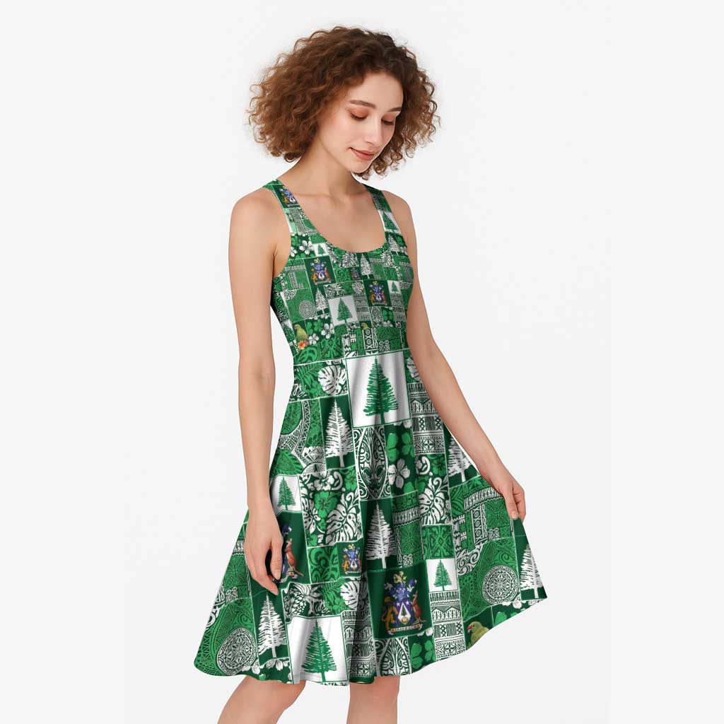 Norfolk Island Meri Krismas Midi Dress Pacific Patchwork Xmas Vibes - Polynesian Pride