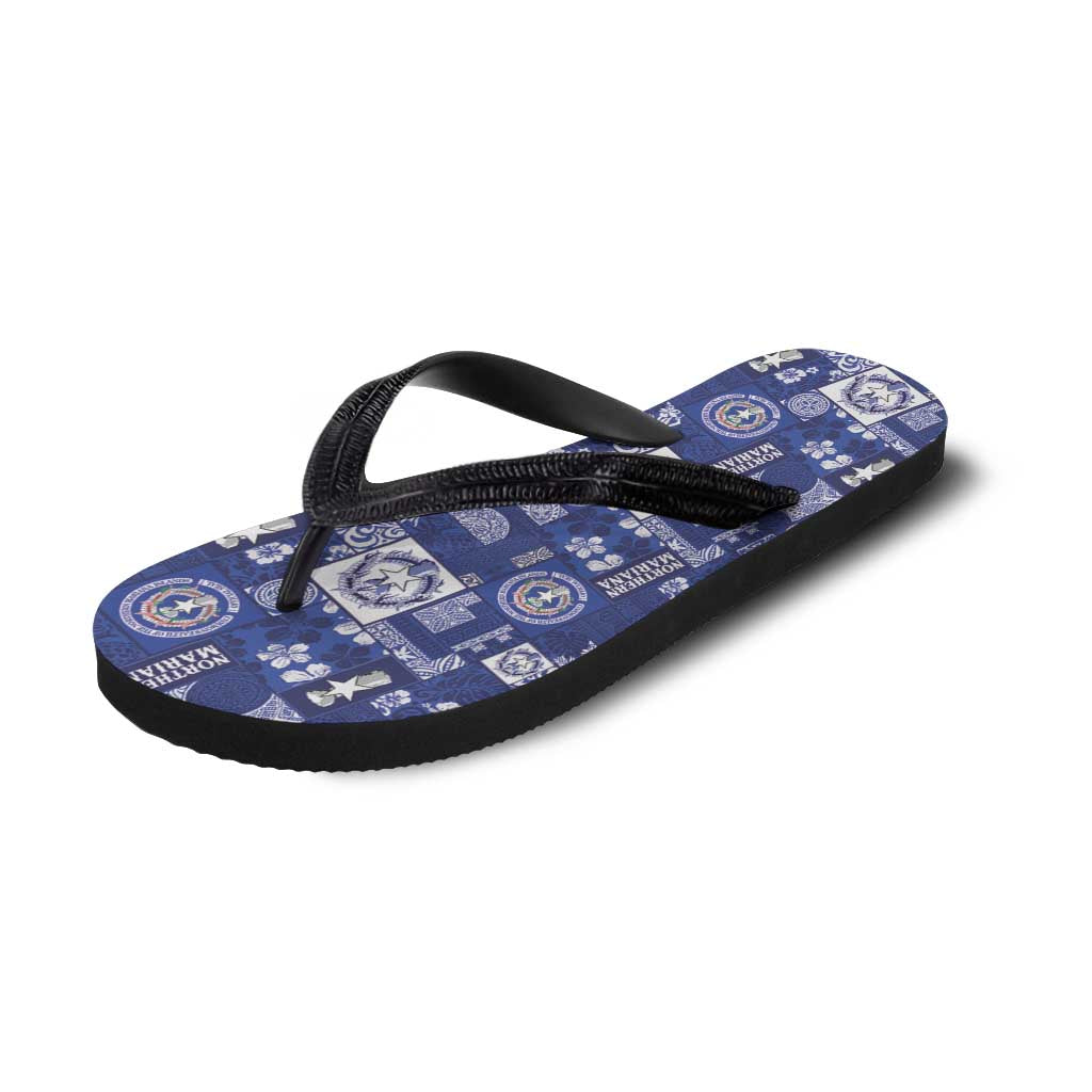 Northern Mariana Islands Magof Nochebuena Flip Flops Pacific Patchwork Xmas Vibes - Polynesian Pride