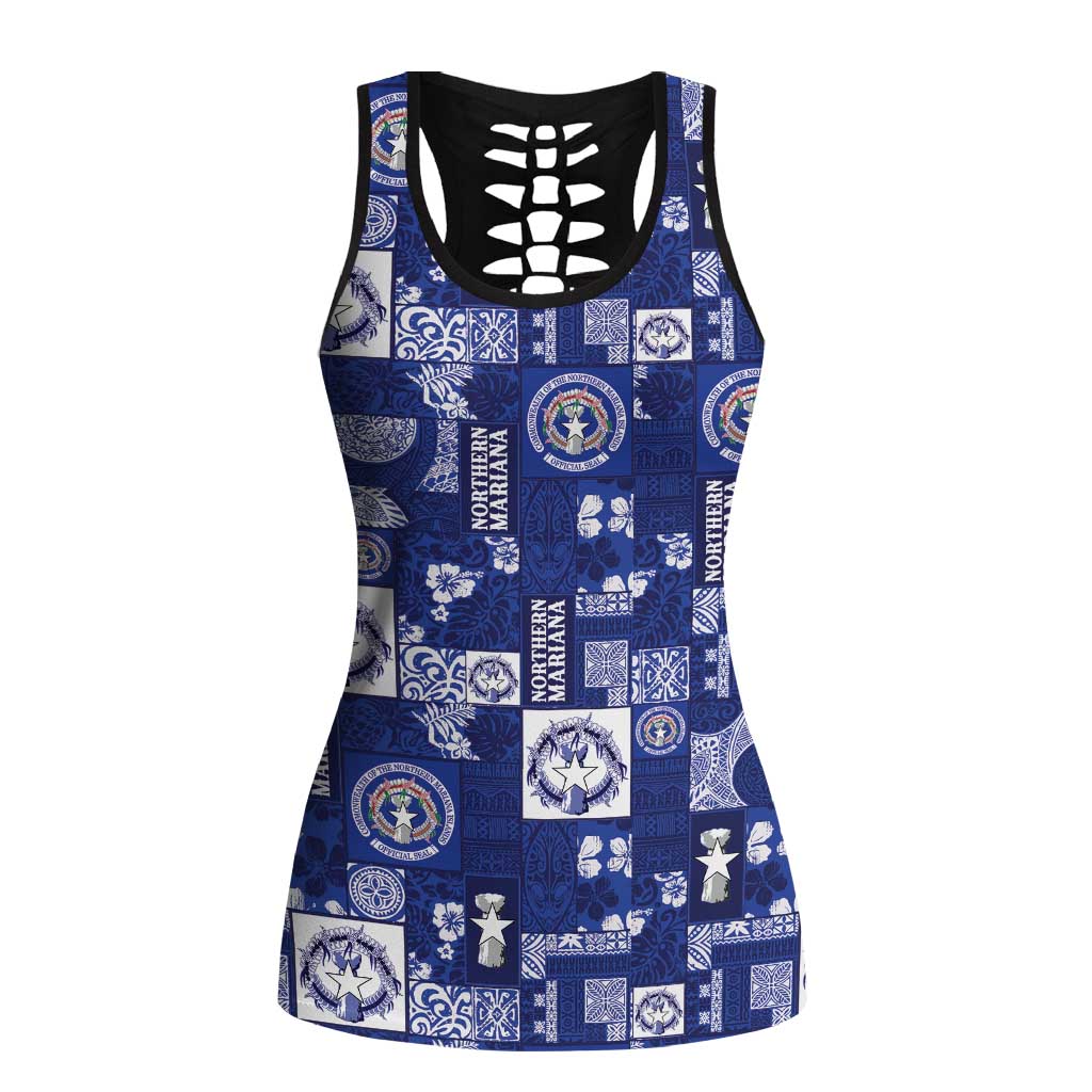 Northern Mariana Islands Magof Nochebuena Hollow Tank Top Pacific Patchwork Xmas Vibes - Polynesian Pride
