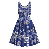 Northern Mariana Islands Magof Nochebuena Midi Dress Pacific Patchwork Xmas Vibes - Polynesian Pride