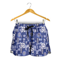 Northern Mariana Islands Magof Nochebuena Shorts for Women Pacific Patchwork Xmas Vibes - Polynesian Pride