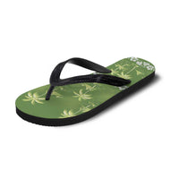 Olive Green Hawaii Palm Tree Hibiscus Flip Flops Fantasy Summer Vibe