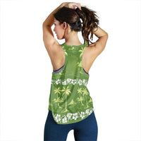 Olive Green Hawaii Palm Tree Hibiscus Women Racerback Tank Fantasy Summer Vibe