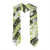 Olive Tahiti Tiare Monstera Graduation Stole Polynesian Pattern Curve Style