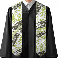Olive Tahiti Tiare Monstera Graduation Stole Polynesian Pattern Curve Style
