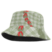 Omaomao Aloha Hawaii Bucket Hat Rosebud Lei With Palaka Motif - Polynesian Pride
