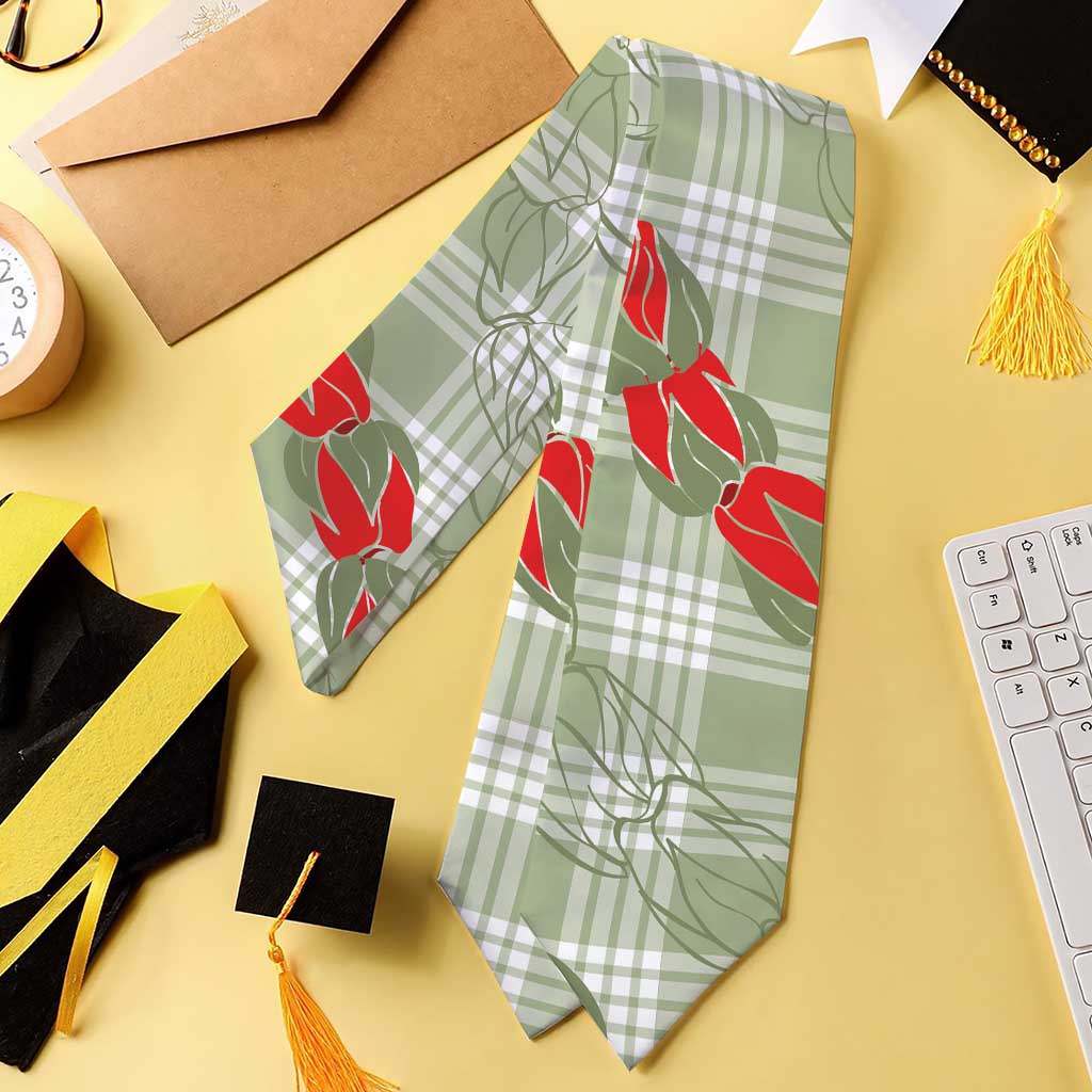 Omaomao Aloha Hawaii Graduation Stole Rosebud Lei With Palaka Motif - Polynesian Pride